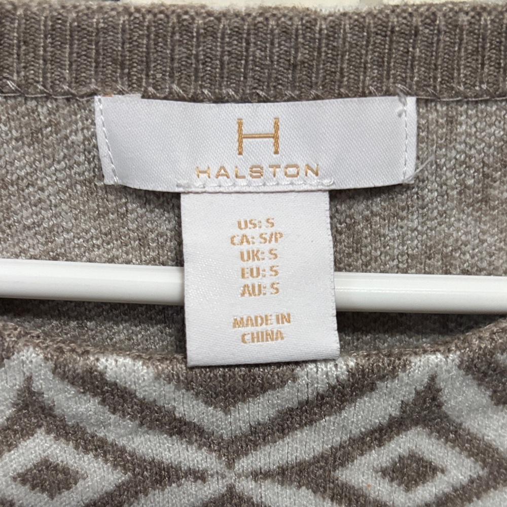 Halston Heritage Geometric Pattern Sweater - Gray… - image 2